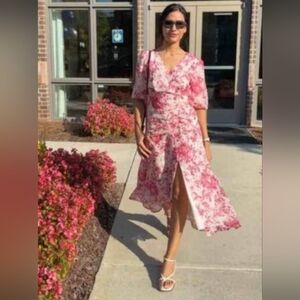 Chelsea28 Forget Me Not Gathered waist dress in Pink and White Floral